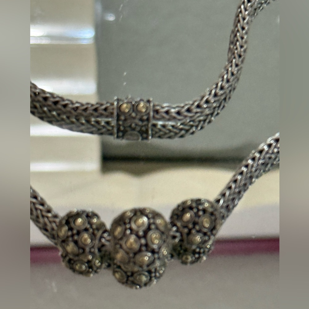 John Hardy 18k/925 Jaisalmer 16” Trio Ball Pendant Necklace/Chain